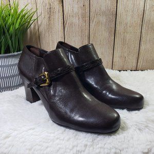FRANCO SARTO Women's 10M Brown Solid Heeled Shootie Booties